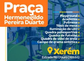 Vereador Junior Reis, prefeito e diversas autoridades, inauguram hoje dia 04 as 19hs, uma linda praça em Xerém com um complexo esportivo